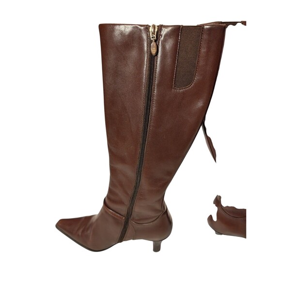 Vintage Circa Joan & David Brown Knee High Tall Boots Stretchable Calf Sz 8 - Picture 4 of 5